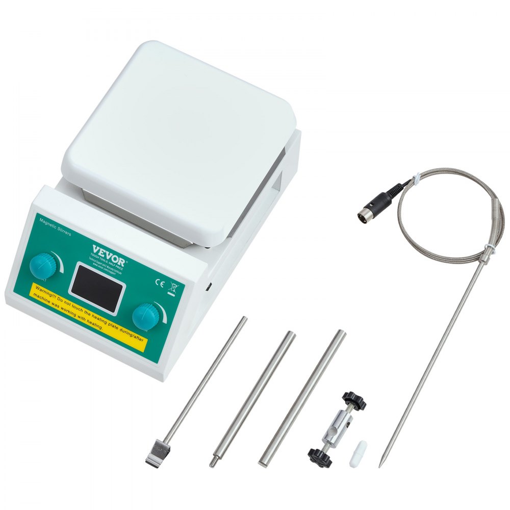 VEVOR Magnetic Stirrer Hot Plate, Max 212 ℉ / 100 ℃, 0-2000 RPM Hot Plate with Magnetic Stirrer, 2000mL Hot Plate Stirrer with LED Screen, Support Stand and Stir Bars Included, 500W Heating Power