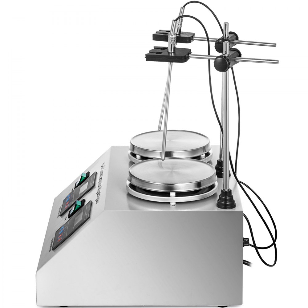 2 Heads Magnetic Stirrer Hot Plate Digital Heating Mixer Dual Controls 2*20w