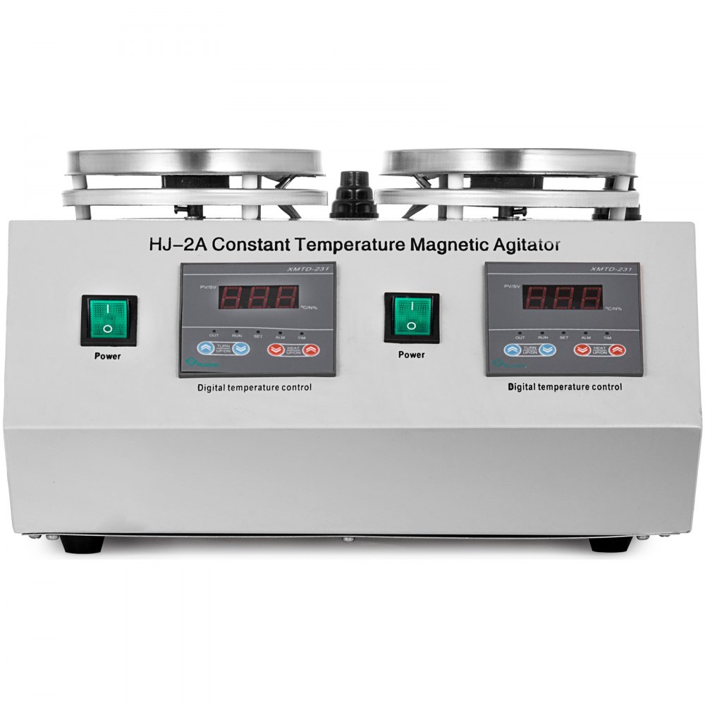 2 Heads Magnetic Stirrer Hot Plate Digital Heating Mixer Dual Controls 2*20w