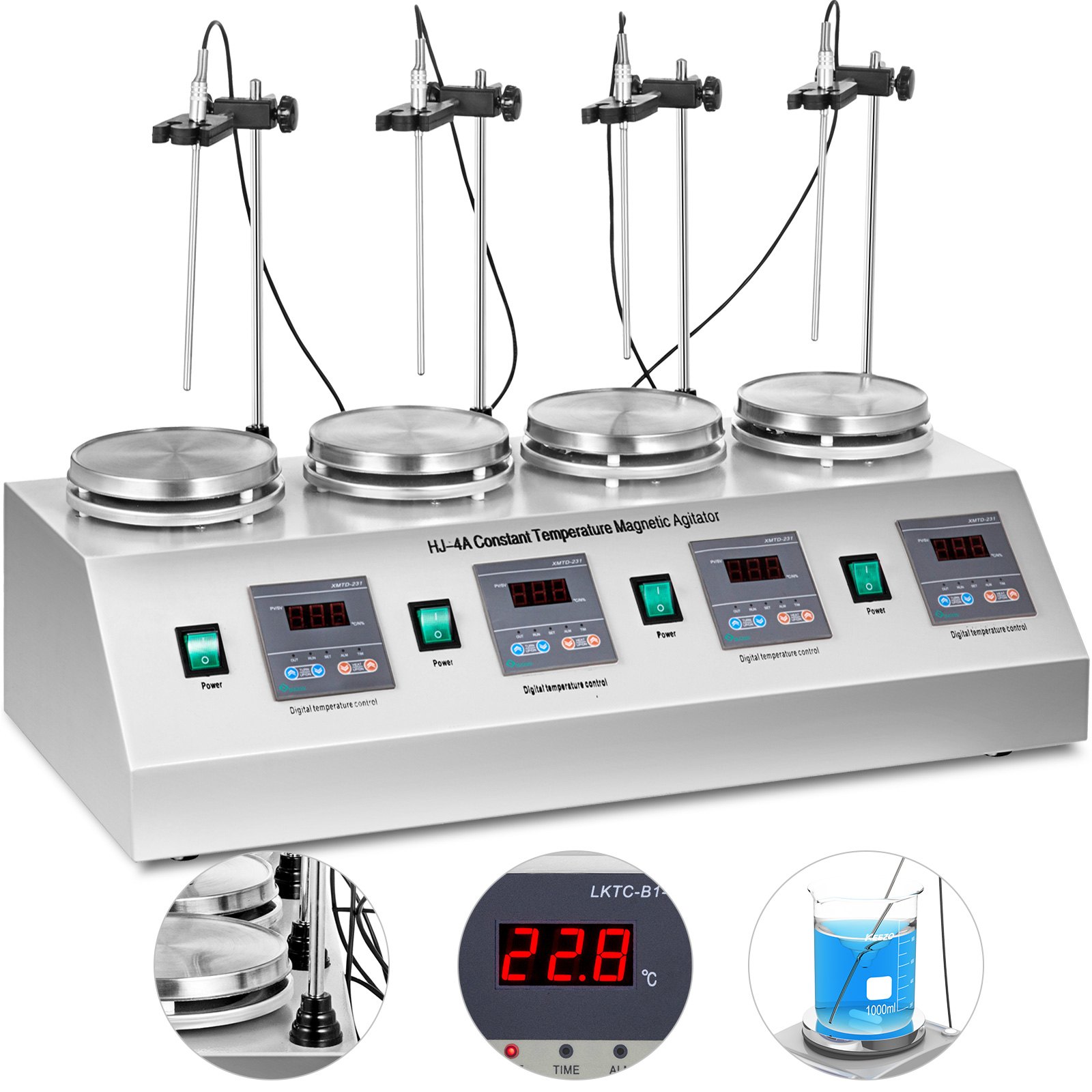4 Heads Multi Unit Digital Thermostatic Magnetic Stirrer Hotplate Mixer 220v