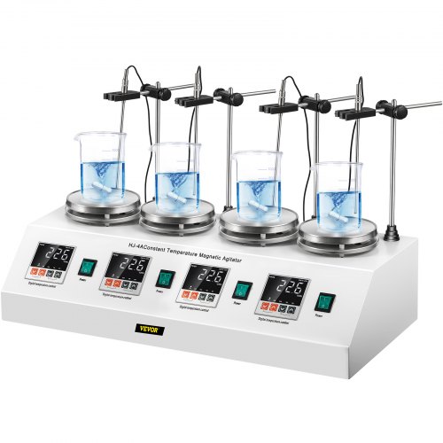 4 Units Heads Digital Thermostatic Magnetic Stirrer Hot Plate Mixer W/ Stir Bars