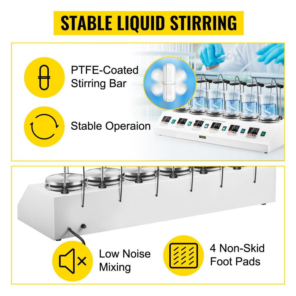 6 Heads Multi Unit Digital Thermostatic Magnetic Stirrer Hotplate Mixer 220v