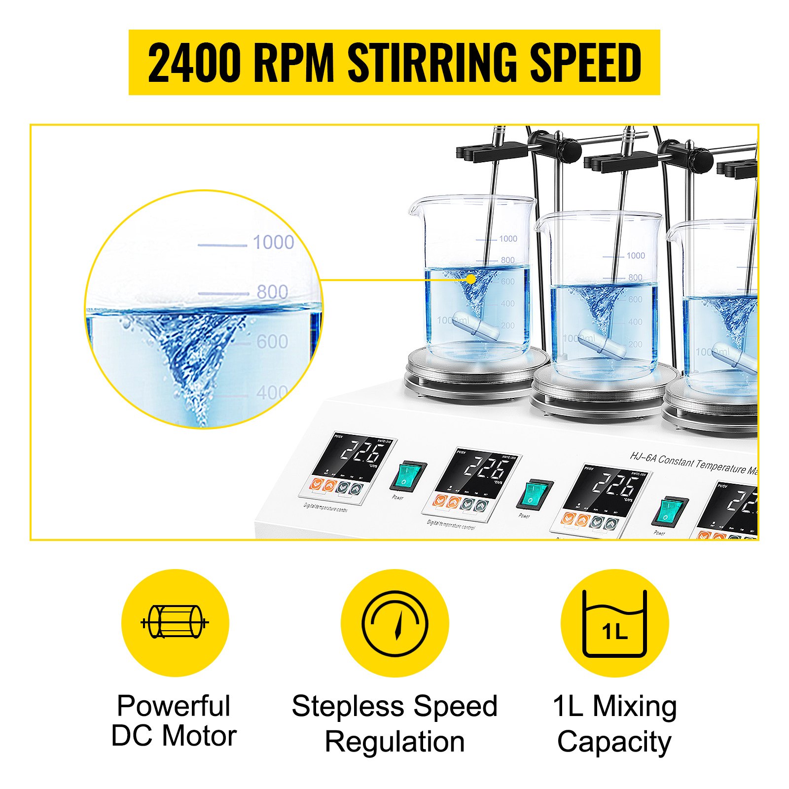 6 Heads Multi Unit Digital Thermostatic Magnetic Stirrer Hotplate Mixer 220v