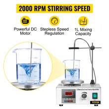 VEVOR 85-2 Magnetic Stirrer with Heating Plate 1000ml Hotplate Laboratory Magnetic Stirrer 300W Digital Display