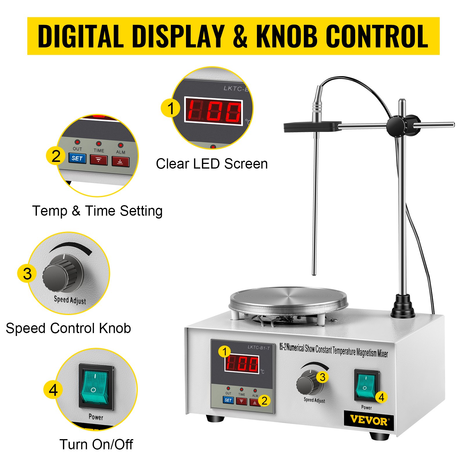 Vevor Magnetic Stirrer with Heating Plate 85-2 Hotplate mixer 220V Digital Display