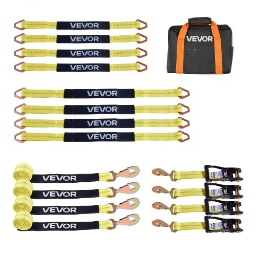 VEVOR Wheel Chock Tie-Down Kit, Axle Type Trailer Tie Down Strap, Car Tie Down Kit with Break Strength 10009 lbs, Working Load 3333 lbs, Trailer Ratchet Strap for ATV, UTV, & Heavy-Duty Pickup Trucks