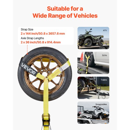 Heavy Duty Wheel Chock Tie Down Straps Set (2PK) - 4,400lb Guaranteed Heavy Duty Wheel Chock Tie Down Straps Set (2PK) - 4,400lb Guaranteed