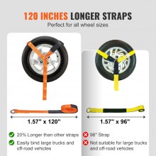 VEVOR Ratchet Tie Down Strap Towing Tire Straps Kit for Car Trailer Hauler 4 PCS