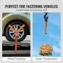 VEVOR Car Tie Down Straps Kit, Lasso Style 2" x 120" Tire Straps, 5512 LBS Working Load, 11023 LBS Breaking Strength, with Flat Hooks for Passenger Car, ATV, Motorcycle, Van, SUV, UTV, Trailer, 4-Pack