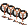 VEVOR Car Tie Down Straps Kit, Lasso Style 2" x 120" Tire Straps, 5512 LBS Working Load, 11023 LBS Breaking Strength, with Flat Hooks for Passenger Car, ATV, Motorcycle, Van, SUV, UTV, Trailer, 4-Pack