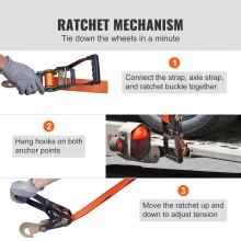 VEVOR Ratchet Tie Down Straps Kit, Lasso Style 2" x 120" Tire Straps, 5512 LBS Working Load, 11023 LBS Breaking Strength, Car Tie Down Straps with Snap Hooks for Passenger Car, Truck, Trailer, 4-Pack