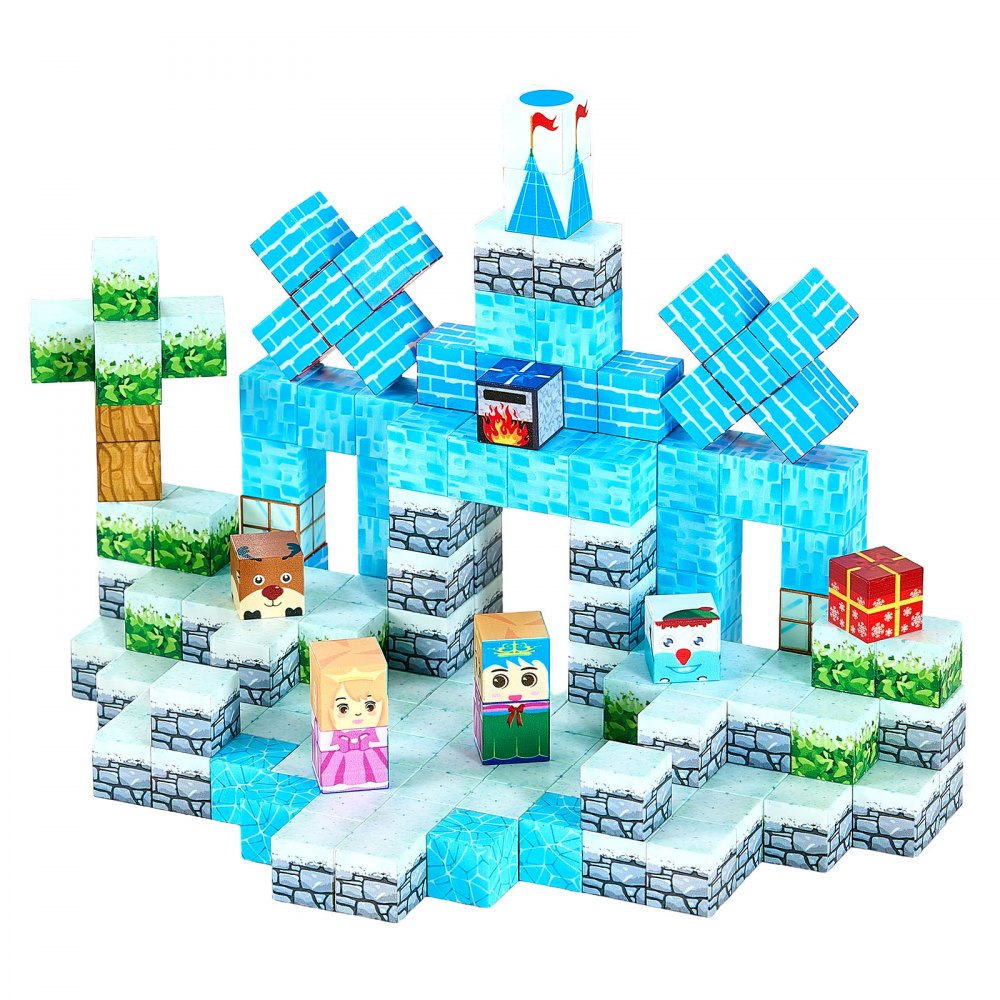 VEVOR Magnetic Blocks, 150 PCS Glacier Castle Set, Magnetic Building Cubes for Kids, STEM Montessori Sensory Toys for Christmas Birthday Gift, Construction Stacking Toy for 3+ Years Old Boys & Girls