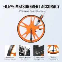VEVOR Measuring Wheel 317mm Road Runner Distance Telescoping Handle w/ Back Bag