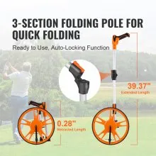 VEVOR Measuring Wheel 317mm Road Runner Distance Telescoping Handle w/ Back Bag