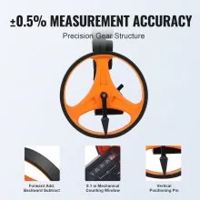 VEVOR Measuring Wheel in Inches, 6.3 in Wheel Diameter, 39.37-16.53 in Telescoping Measure Wheel, Measurement 0-9,999m with Back Bag, Suitable for Lawn/Hard/Soft/Wood Road Measuring