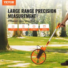 VEVOR mérőkerék hüvelykben, 317,5 mm átmérőjű kerék, középvonalas kialakítás kézifékkel, 959,1-520 mm-es teleszkópos mérőkerék, 0-9 999 m-es méret zsákkal, gyep/kemény/puha/fa út mérésére