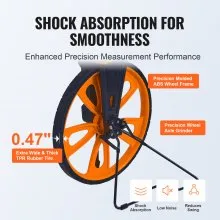 VEVOR Measuring Wheel in Inches, 317.5 mm Diameter Wheel, Centerline Design w/ Handbrake, 959.1-520mm Telescoping Measure Wheel,Measurement 0-9,999m with Bag, for Lawn/Hard/Soft/Wood Road Measuring