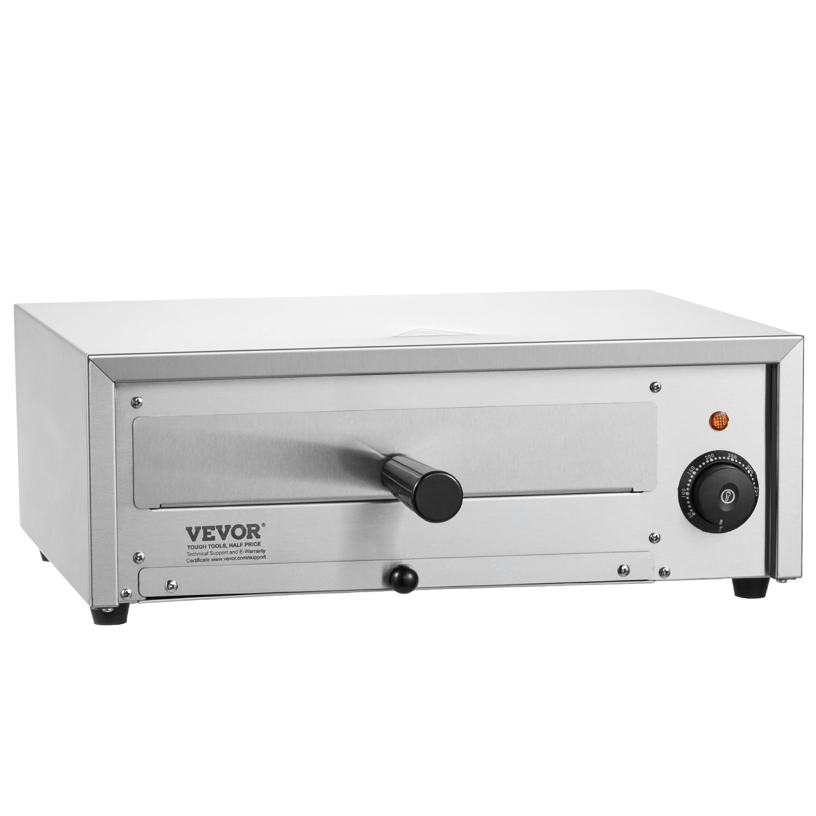 VEVOR Countertop Electric Pizza Oven, 12-inch, 1500W, 0-300 °C Temp Range, Stainless Steel Construction and Easy-to-Clean Crumb Tray, Suitable for Both Commercial and Home Use