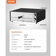 VEVOR Electric Pizza Oven, 16-inch Indoor Pizza Ovens, 572°F Max Temp, 1750W Commercial Pizzas Maker w/Timing & Temp Control, Countertops Pizza Cooker w/Pizza Rack, Crumb Tray, Diner and Home