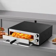 VEVOR Electric Pizza Oven, 16-inch Indoor Pizza Ovens, 572°F Max Temp, 1750W Commercial Pizzas Maker w/Timing & Temp Control, Countertops Pizza Cooker w/Pizza Rack, Crumb Tray, Diner and Home