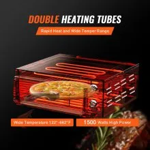 VEVOR Electric Countertop Pizza Oven 12" 1500W Adjustable Temp 0-120Min Timer