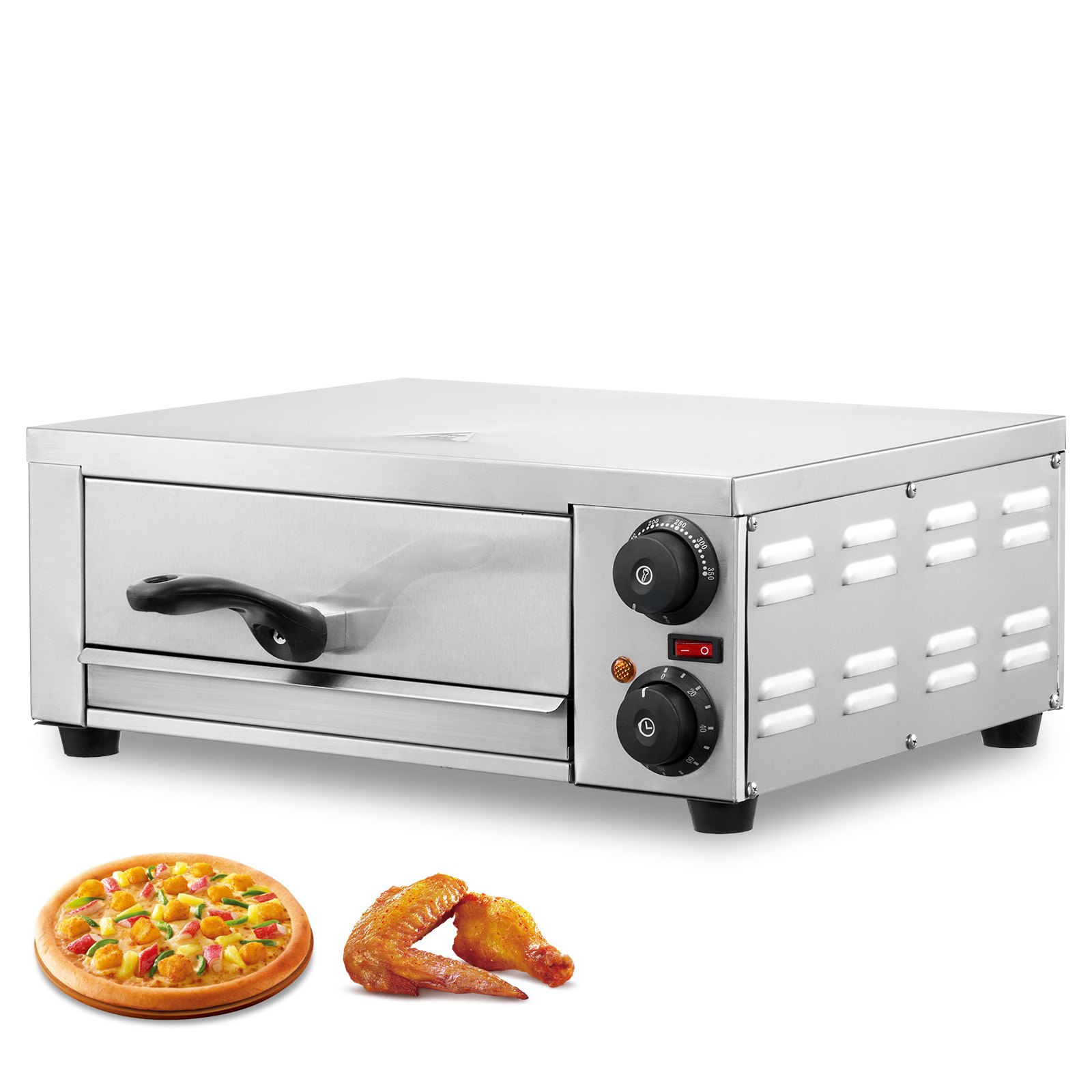 Electric Countertop Pizza Oven 12" 1500W Adjustable Temp 0-120Min Timer Electric Countertop Pizza Oven 12" 1500W Adjustable Temp 0-120Min Timer