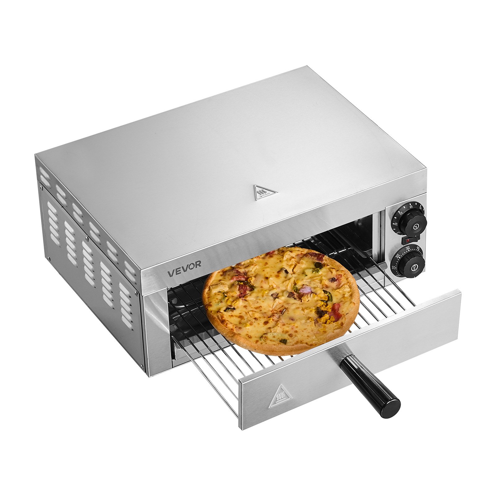 VEVOR Electric Pizza Oven for Countertops, 12-inch, 1500W, with Temp Control & 0-60 Min Timer, Even Baking Technology & Easy Clean Crumb Tray, Ideal for Both Commercial & Home Kitchens