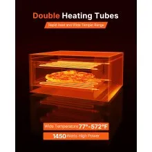 VEVOR Electric Pizza Oven, 12-inch Countertops Pizza Ovens, 572°F Max Temp, 1450W Indoor Pizzas Maker w/Timing & Temp Control, Pizza Cooker w/Dual Heat Tube, Crumb Tray, for Diner and Home Kitchen