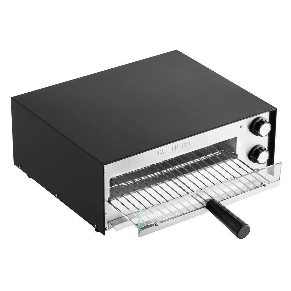VEVOR Electric Pizza Oven, 12-inch Countertops Pizza Ovens, 572°F Max Temp, 1450W Indoor Pizzas Maker w/Timing & Temp Control, Pizza Cooker w/Dual Heat Tube, Crumb Tray, for Diner and Home Kitchen