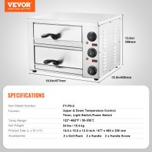 VEVOR Electric Countertop Pizza Oven 12" Adjustable Temperature 0-120Min Timer