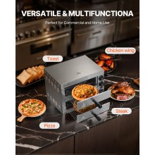 VEVOR Electric Countertop Pizza Oven 12" Adjustable Temperature 0-120Min Timer