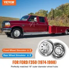 VEVOR 16-inch Wheel Simulators, 304 Stainless Steel Wheel Simulator Kit with Mirror Polished Finish, 2 Front and 2 Rear Wheel Covers Fit for Ford F350 (1974-1998), 4 pcs