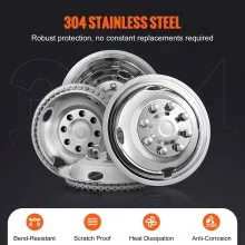VEVOR 16-inch Wheel Simulators, 304 Stainless Steel Wheel Simulator Kit with Mirror Polished Finish, 2 Front and 2 Rear Wheel Covers Fit for Ford F350 (1974-1998), 4 pcs