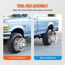 VEVOR 16-inch Wheel Simulators, 304 Stainless Steel Wheel Simulator Kit with Mirror Polished Finish, 2 Front and 2 Rear Wheel Covers Fit for Ford F350 (1974-1998), 4 pcs