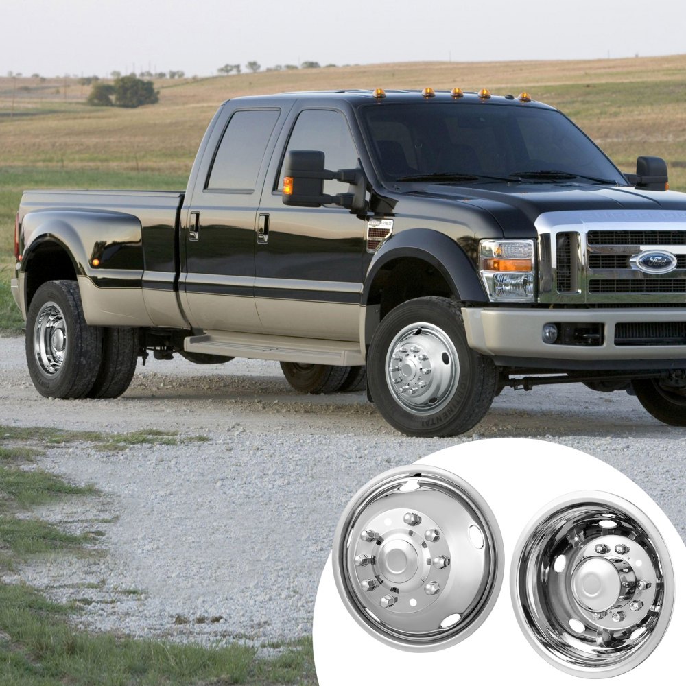 VEVOR 50cm 8 Lug Wheel Simulators, 304 Stainless Steel Wheel Simulator Kit with Mirror Polished Finish, 2 Front and 2 Rear Wheel Covers Fit for For Ford F450/F550 (2005-2020), 4 pcs