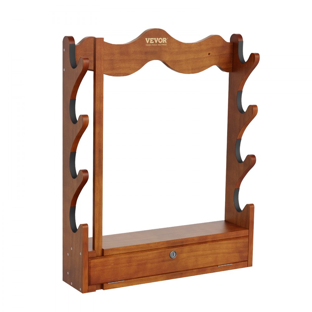 VEVOR Gun Rack, Wood Gun Rack Wall Mount, Gun Display Rack holds 4 Rifles, Shotguns, 132 lb Heavy Duty Wall Storage Display Rifle Rack with Soft Padding