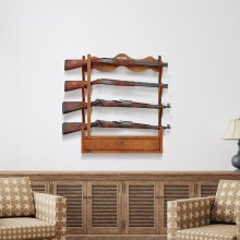 VEVOR Gun Rack 4-Slot Wood Gun Rack Wall Mount Gun Display Rack holds 4 Rifles