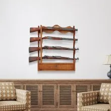 VEVOR Gun Rack, Wood Gun Rack Wall Mount, Gun Display Rack holds 4 Rifles, Shotguns, 132 lb Heavy Duty Wall Storage Display Rifle Rack with Soft Padding