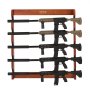 VEVOR gun rack holding five rifles with black and tan handles.