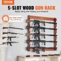 VEVOR Gun Rack, Wood Gun Rack Wall Mount, Gun Display Rack holds 5 Rifles, Shotguns, 132 lb Heavy Duty Wall Storage Display Rifle Rack with Soft Padding