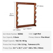VEVOR Gun Rack 5-Slot Wood Gun Rack Wall Mount Gun Display Rack holds 5 Rifles