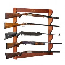 Suport pentru arme VEVOE Suport pentru arme din lemn cu 5 fante Suport pentru pistol montat pe perete pentru 5 puști