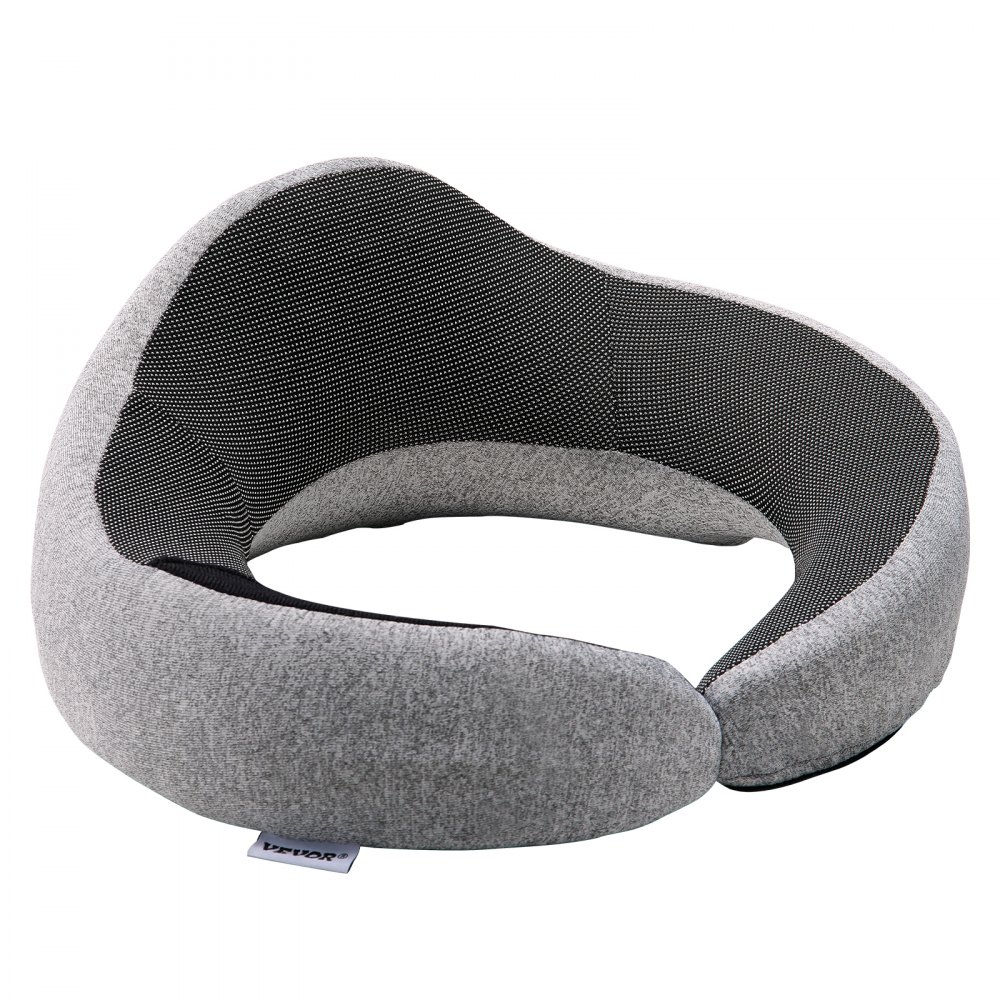 VEVOR Travel Pillow, Double-Layered 3D Support Neck Pillow for Traveling, 360° Flexible Rotation Upgraded Memory Foam Travel Neck Pillow with Eye Mask, Earplugs, Earplug Case, Storage Bag(Black-Gray)