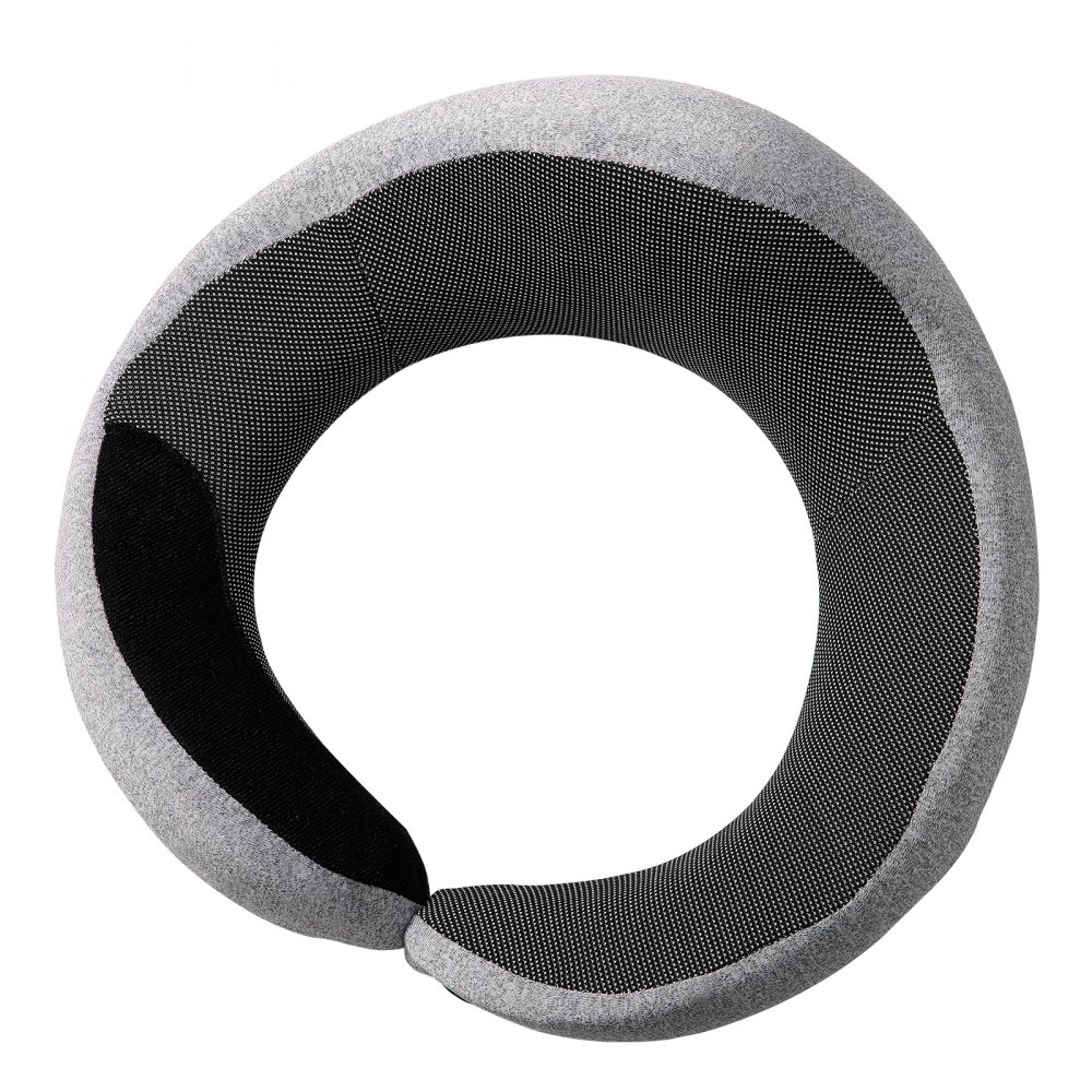 VEVOR Travel Pillow, Double-Layered 3D Support Neck Pillow for Traveling, 360° Flexible Rotation Upgraded Memory Foam Travel Neck Pillow with Eye Mask, Earplugs, Earplug Case, Storage Bag(Black-Gray)