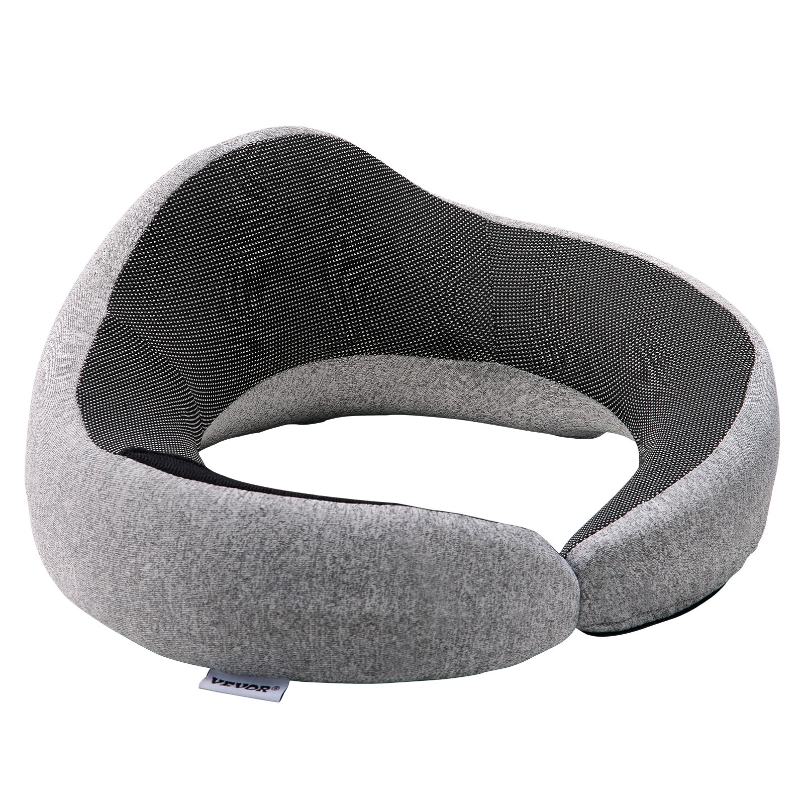 VEVOR Travel Pillow, Double-Layered 3D Support Neck Pillow for Traveling, 360° Flexible Rotation Upgraded Memory Foam Travel Neck Pillow with Eye Mask, Earplugs, Earplug Case, Storage Bag(Black-Gray)