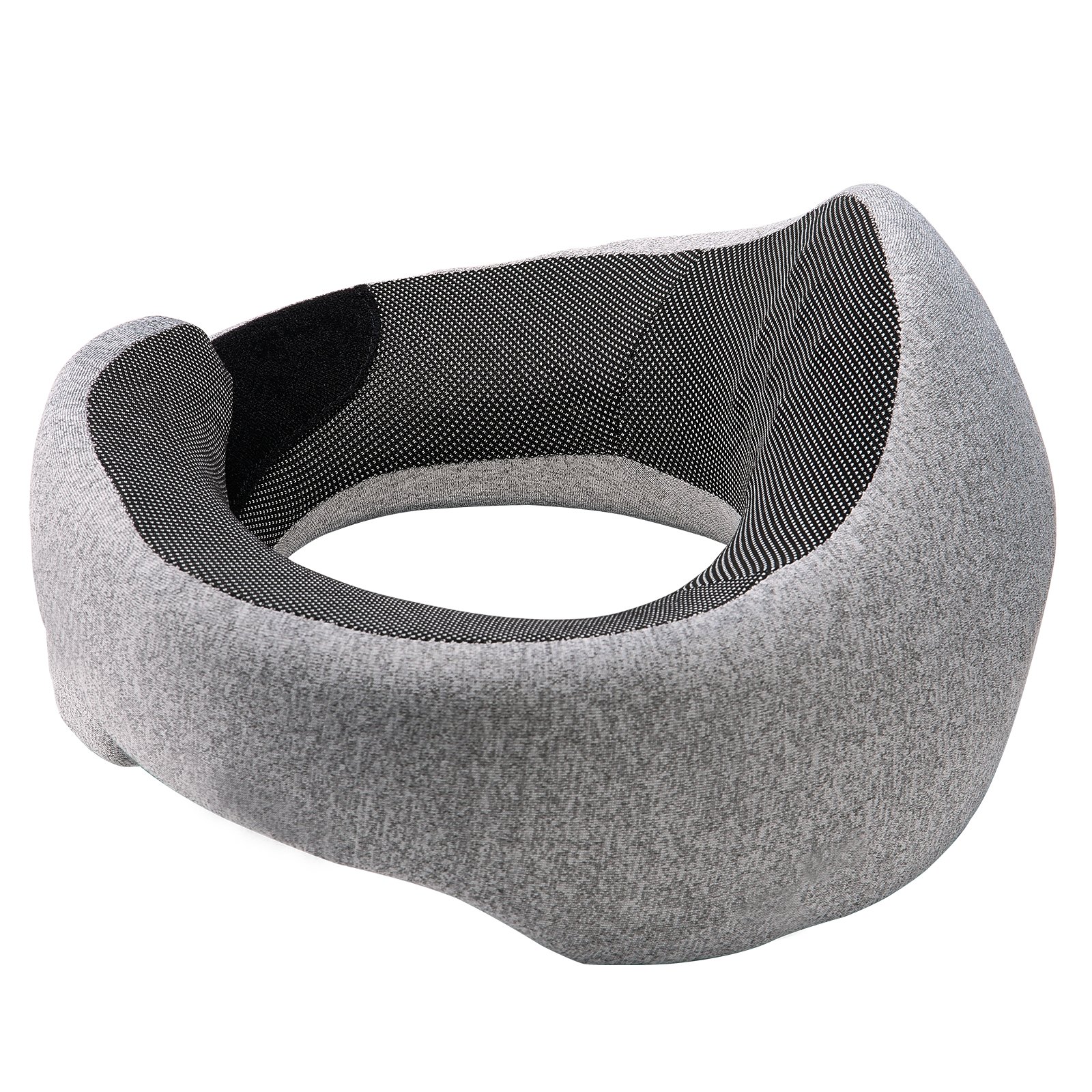 VEVOR Travel Pillow, Double-Layered 3D Support Neck Pillow for Traveling, 360° Flexible Rotation Upgraded Memory Foam Travel Neck Pillow with Eye Mask, Earplugs, Earplug Case, Storage Bag(Black-Gray)