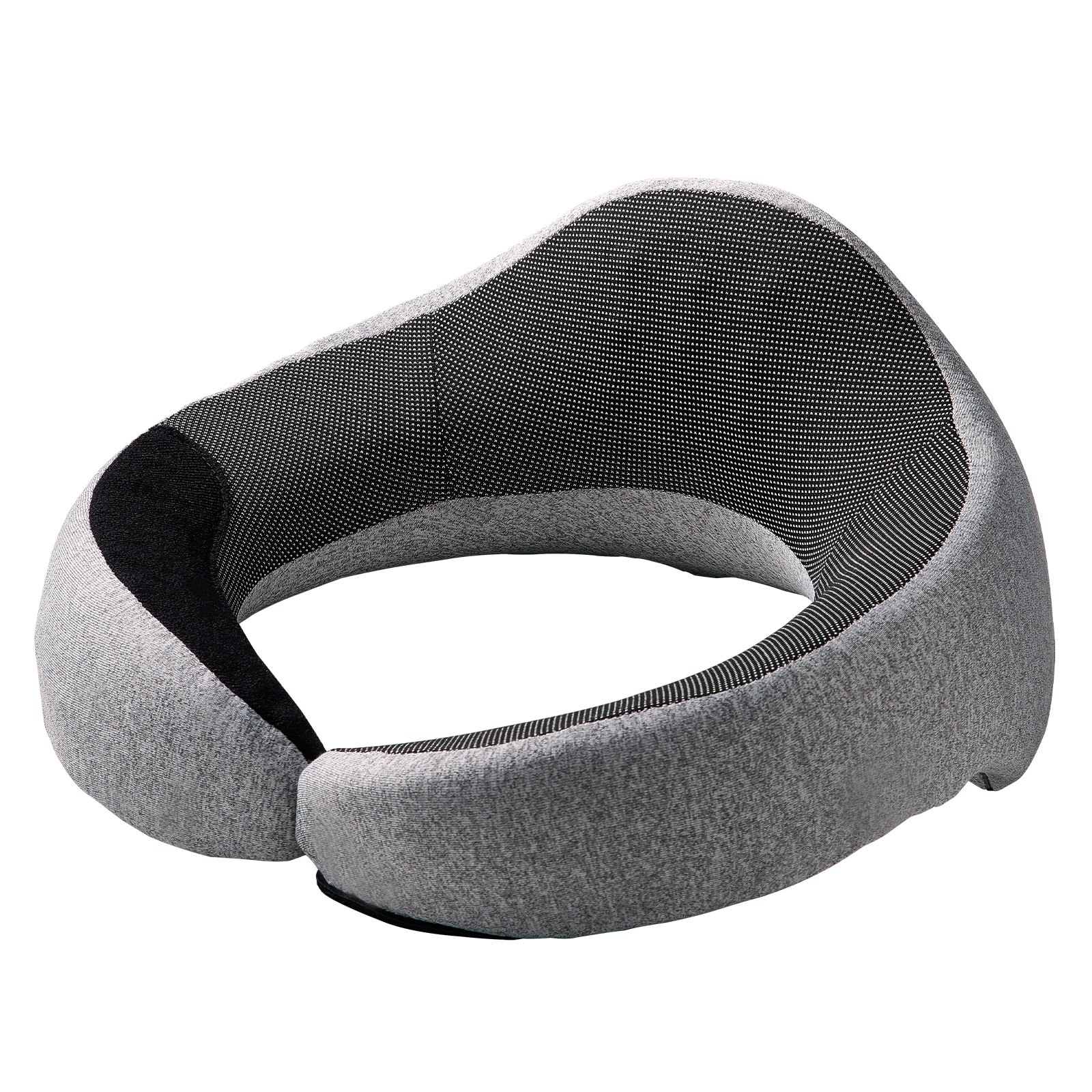 VEVOR Travel Pillow, Double-Layered 3D Support Neck Pillow for Traveling, 360° Flexible Rotation Upgraded Memory Foam Travel Neck Pillow with Eye Mask, Earplugs, Earplug Case, Storage Bag(Black-Gray)