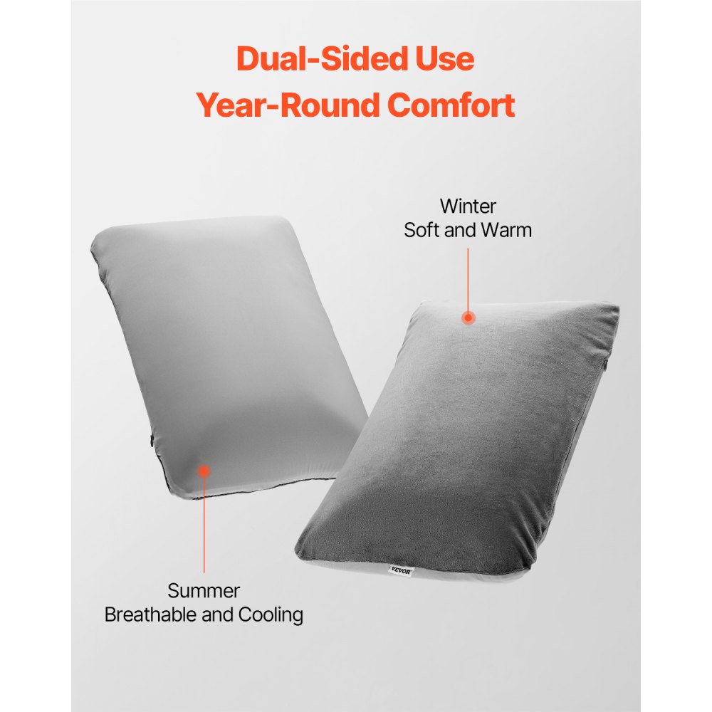 VEVOR Camping Pillow, Memory Foam Travel Pillow with Double-Sided Cover, Portable Backpacking Pillows with Removable & Washable Cover and Storage Bag, Perfect for Camping, Air Travel, Hiking, Office