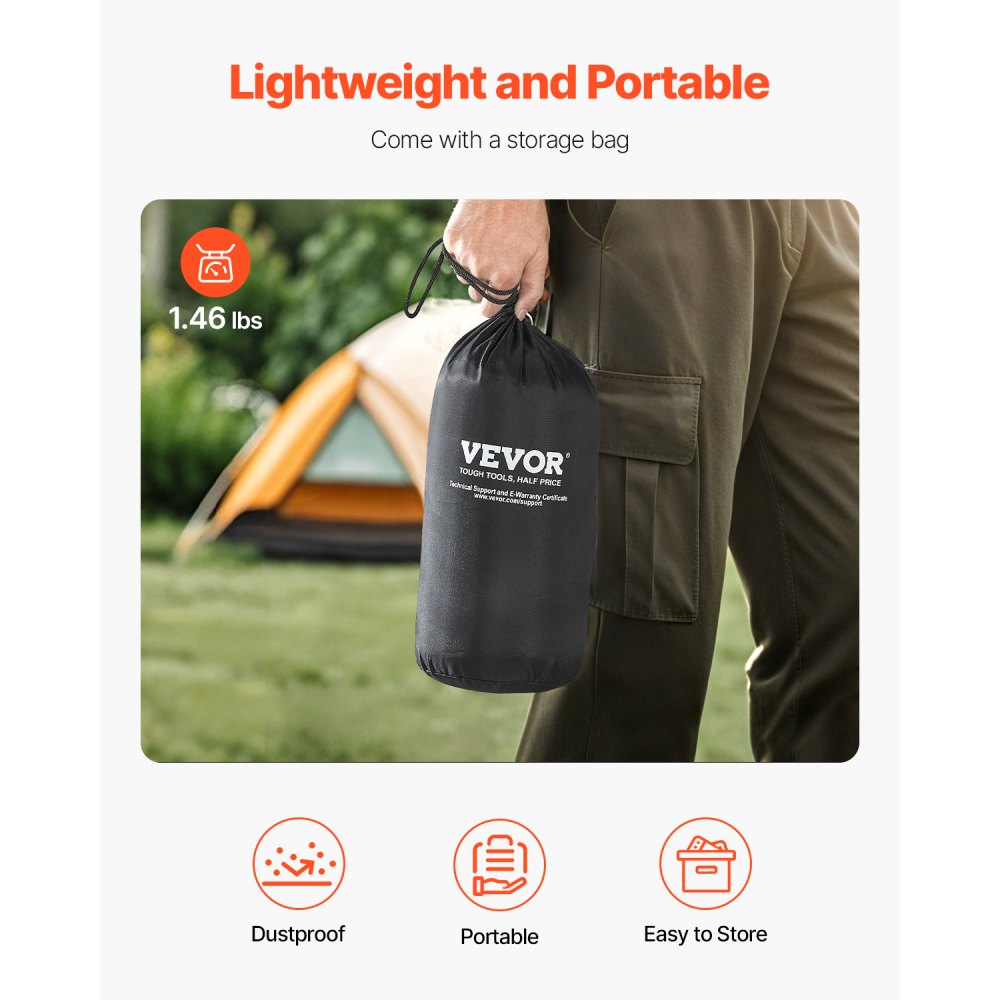 VEVOR Camping Pillow, Memory Foam Travel Pillow with Double-Sided Cover, Portable Backpacking Pillows with Removable & Washable Cover and Storage Bag, Perfect for Camping, Air Travel, Hiking, Office