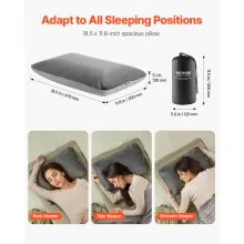 Almohada de camping ligera y portátil para viajes, con espuma viscoelástica y funda lavable
